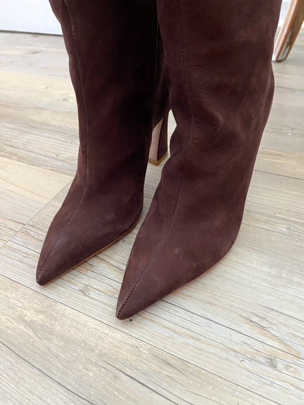 Schutz Brown Suede Flare Heeled Boots Size 9.5 - Picture 4 of 5